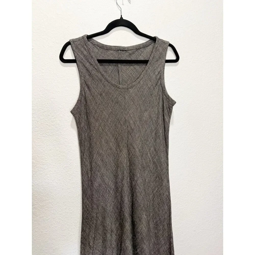 Eileen Fisher Linen Blend Textured Sleeveless Fringe Hem Maxi Dress Vintage - Picture 2 of 7